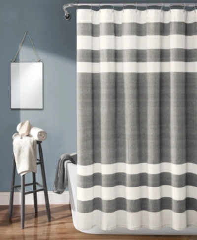 Lush Decor Cape Cod Stripe Yarn Dyed Cotton 72" X 72" Shower Curtain In Gray