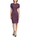 Calvin Klein Glitter Tulip-sleeve Sheath Dress In Aubergine