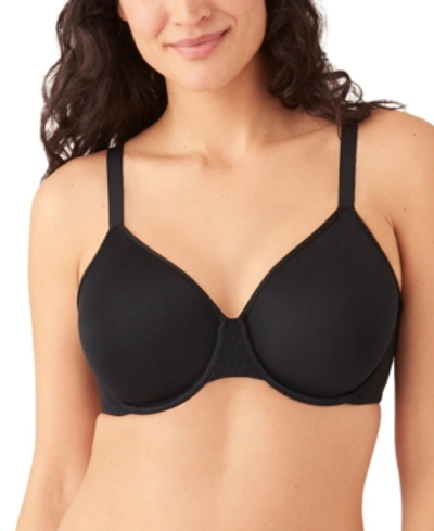 Wacoal Back Appeal Polka-dot Pattern Minimiser-cup Stretch-woven Bra In Black