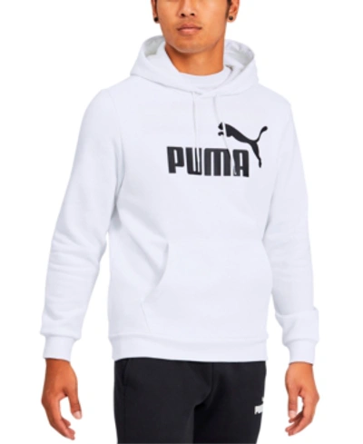 Puma Logo Print Fleece Pullover Hoodie In White