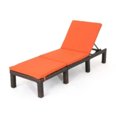 Noble House Jamaica Outdoor Chaise In Brown Orange