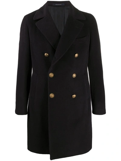 Tagliatore Arden Double Breasted Coat In Blue