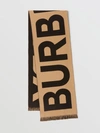 Burberry Logo Text Organic Wool Football Scarf In Archive Beige
