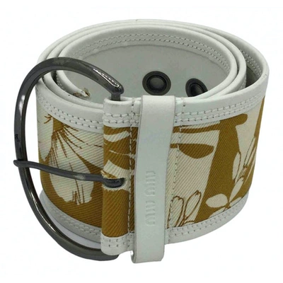 Pre-owned Miu Miu Leather Belt In Beige