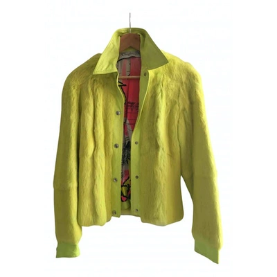 Pre-owned Dior Yellow Leather Leather Jacket