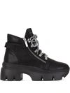 Giuseppe Zanotti Women's Apocalypse 20 Lug Sole Double Zip Platform Hiking Boots In Black