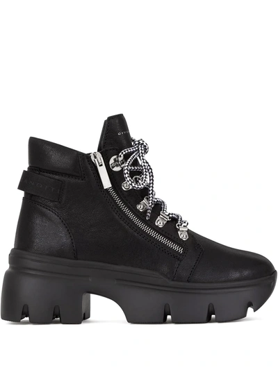 Giuseppe Zanotti Women's Apocalypse 20 Lug Sole Double Zip Platform Hiking Boots In Kavasakin