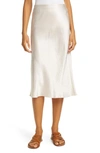 Vince Black High-waisted Satin Skirt In White