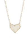 Kendra Scott Ari Heart Pendant Necklace In Gold/ Iridescent Drusy