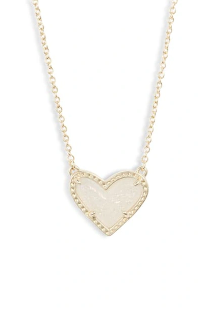 Kendra Scott Ari Heart Pendant Necklace In Gold/ Iridescent Drusy