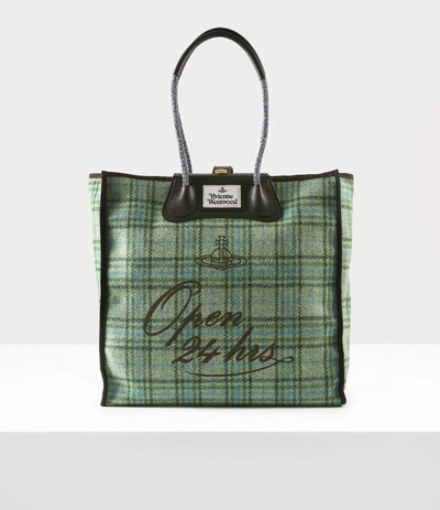 Vivienne Westwood Elena Folded Shopper Green Tartan | ModeSens