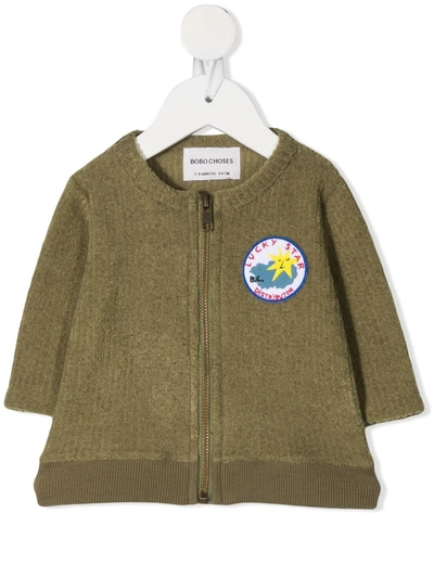 Bobo Choses Babies' Zipped Knit Jacket In Green