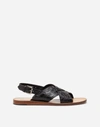Dolce & Gabbana Hand-polished Crocodile Flank Leather Sandals In Black