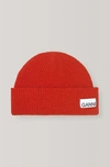 Ganni Knit Hat In Fiery Red