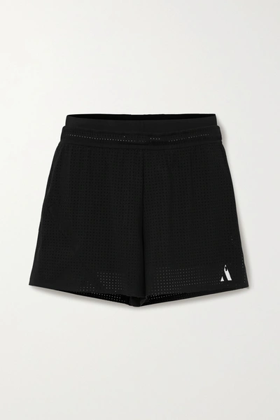 Aarmy Printed Perforated Stretch Shorts In Black