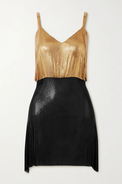 Fannie Schiavoni Luna Open-back Two-tone Chainmail Mini Dress In 18k Gold