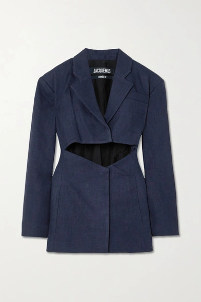 Jacquemus La Waistcoate Arles Cutout Linen Blazer In Blue