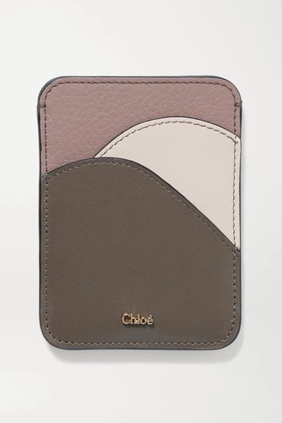 Chloé Walden Colour-block Leather Cardholder In Pink
