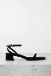 THE ROW KATE LEATHER-TRIMMED VELVET SANDALS