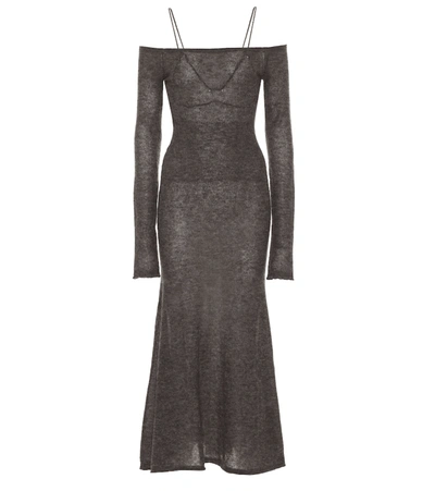 Jacquemus Lauries Off-shoulder Midi Dress In Grey