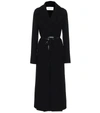 Valentino Belted Double-breasted Wool And Silk-crepe De Chine Coat In Black