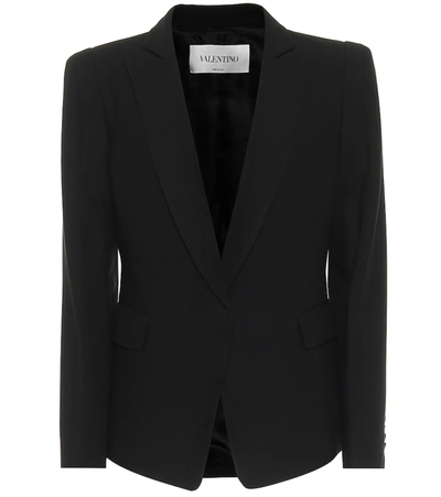 Valentino Single-breasted Silk-twill Jacket In Black