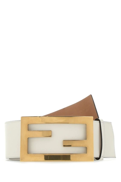 Fendi Logo Buckle Reversible Calfskin Leather Belt In Brown