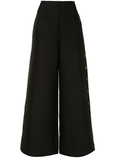 A.w.a.k.e. Women's Wool-silk Wide-leg Trousers In Black