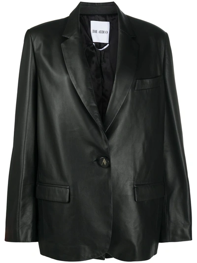 Attico Relaxed Leather Blazer In Black