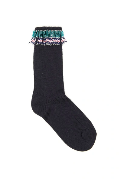 Alanui Fringed Socks In Blue