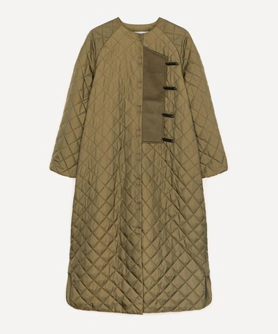 Ganni Recycled Ripstop Quilted Coat In Kalamata