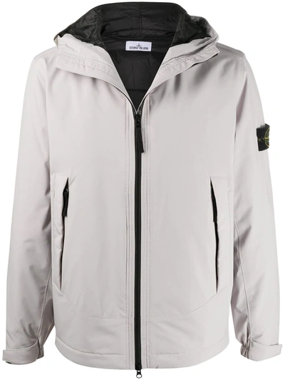 Stone Island Hooded Zip-up Jacket In Grey