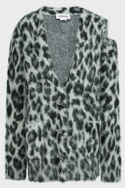 Monse Cheetah-print Mohair-blend Cardigan In Grey