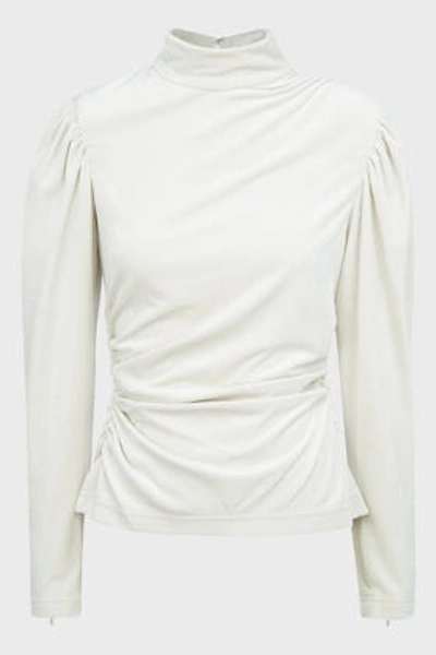 A.l.c Joss Ruched Chenille Turtleneck Top In White