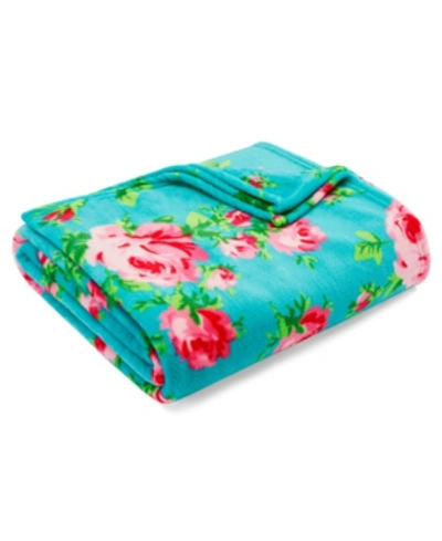 Betsey Johnson Bouquet Day Ultra Soft Plush Blanket, Full/queen In Aqua