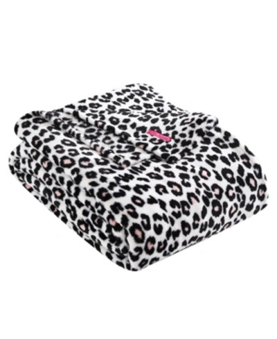 Betsey Johnson Betsey's Leopard Ultra Soft Plush Twin Blanket Bedding In Black, Pink