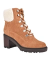 MARC FISHER WOMEN'S LAKYNN LACE UP LUG SOLE HEELED COMBAT BOOTIES WOMEN'S SHOES