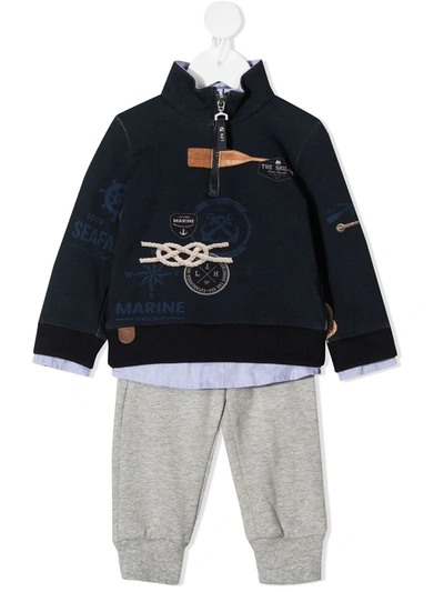 Lapin House Babies' Graphic Print Tracksuit Set In 蓝色