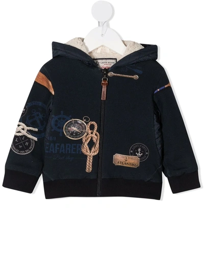 Lapin House Babies' Seafarer-print Hooded Jacket In 蓝色