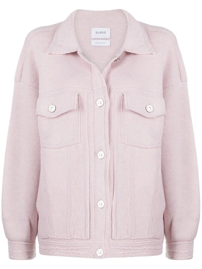 Barrie Button-up Knitted Jacket In Pink