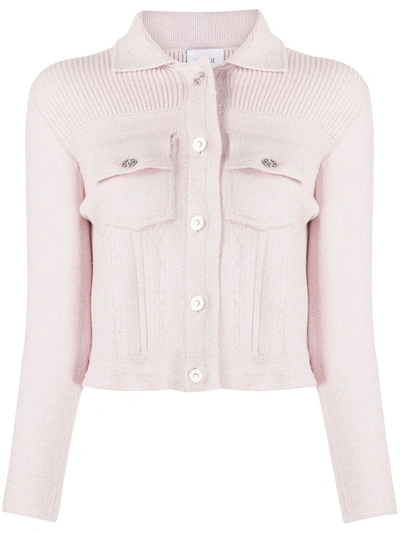 Barrie Ribbed Panel Knitted Jacket In Pink