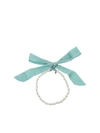 MOSCHINO PEARLS AND RIBBON NECKLACE IN LIGHT BLUE