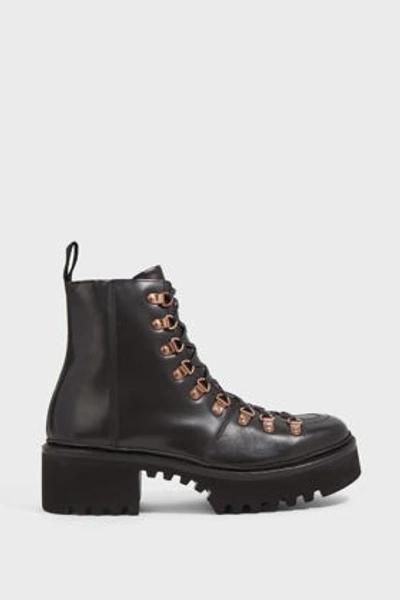 Grenson Nanette Leather Platform Ankle Boots In Black