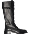 ANN DEMEULEMEESTER LACE-UP LEATHER BOOTS