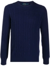 Polo Ralph Lauren Classic Knit Sweater With Ribbed Cuffs And Hem In Blue