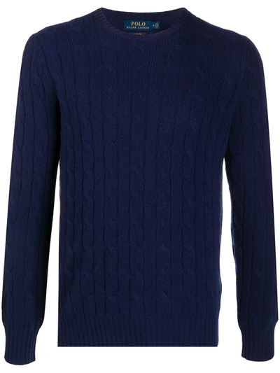 Polo Ralph Lauren Classic Knit Sweater With Ribbed Cuffs And Hem In Blue