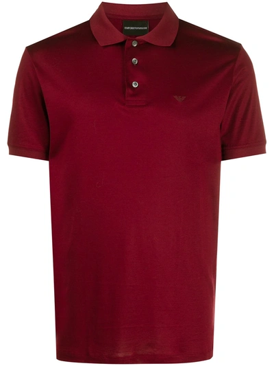 Emporio Armani Logo-embroidered Polo Shirt In Red