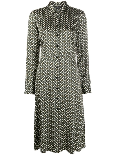 Antonelli Abstract-print A-line Shirt Dress In Green