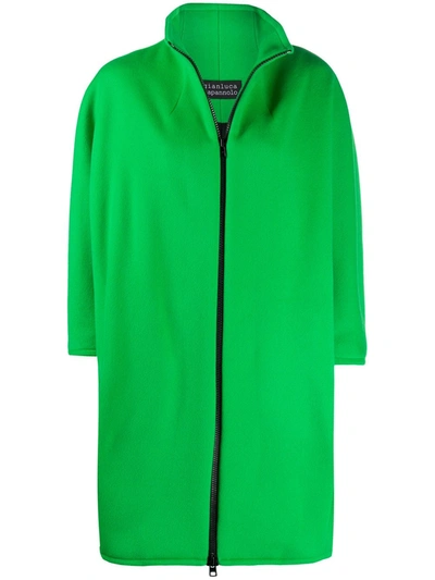 Gianluca Capannolo High Neck Fleece Coat In Green