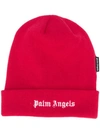 Palm Angels Embroidered Logo Beanie Hat In Red